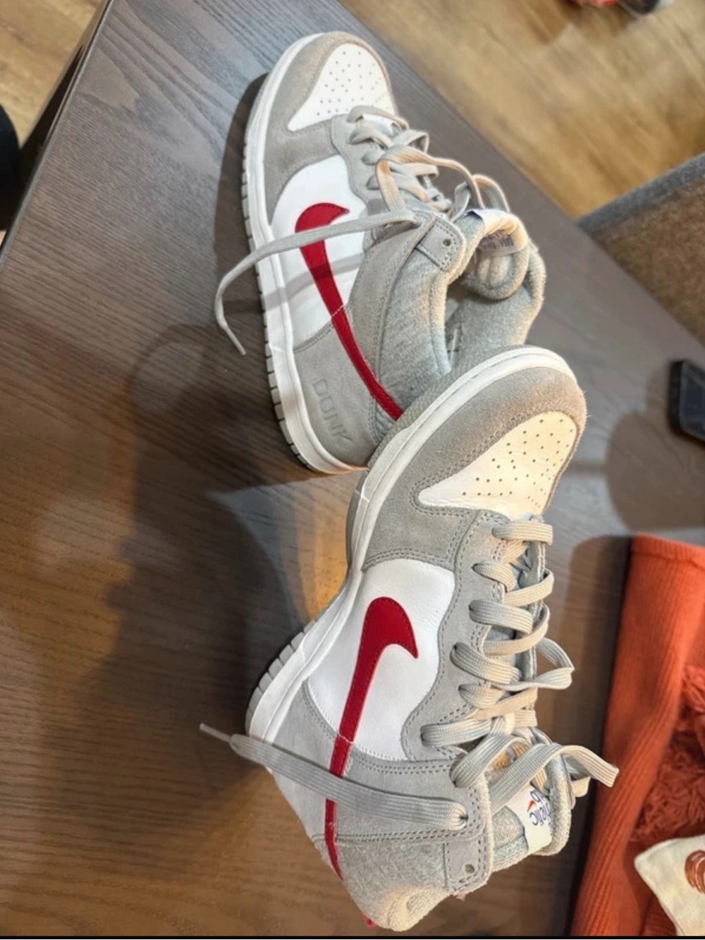 Nike Kids Gray and Red High-Top Sneakers